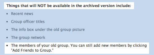 Facebook Archived Groups Specifics